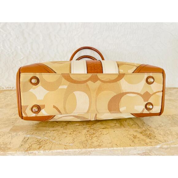 Coach Hampton op art tan/brown striped multicolored Carryall 13337 - Picture 6 of 10